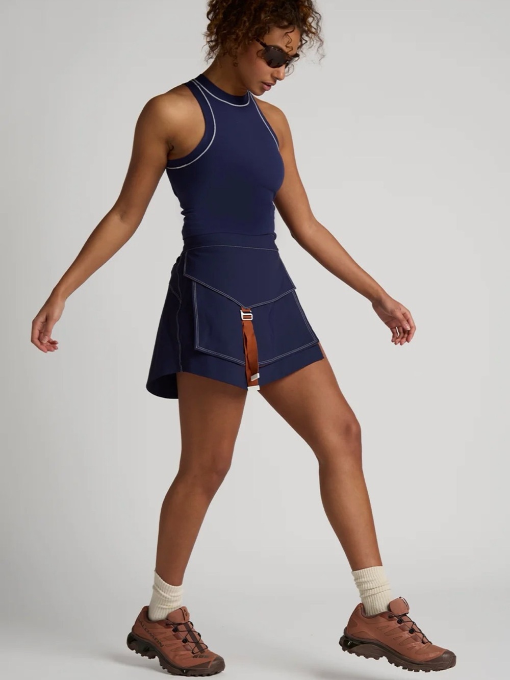 Seniq Navy Hiking Skort with Contrast Stitching - Picture 2 of 6